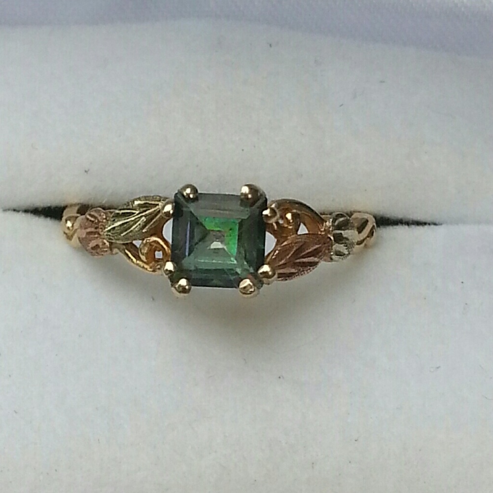 10k Black Hills gold and mystic topaz ring